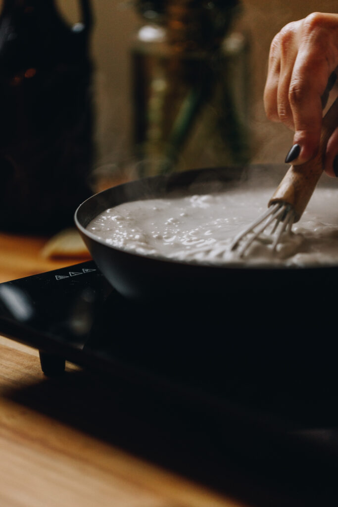 Simmer the coconut sauce