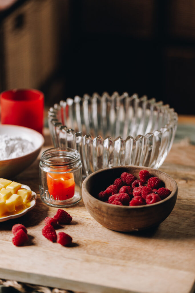 Fresh raspberries for decoration
