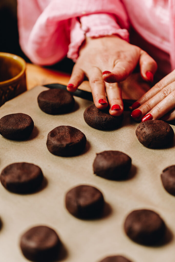 Press the biscuits down