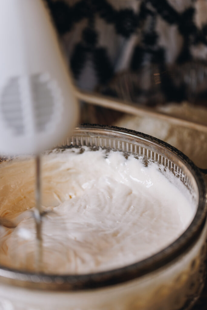 Whipped eggs and sugar
