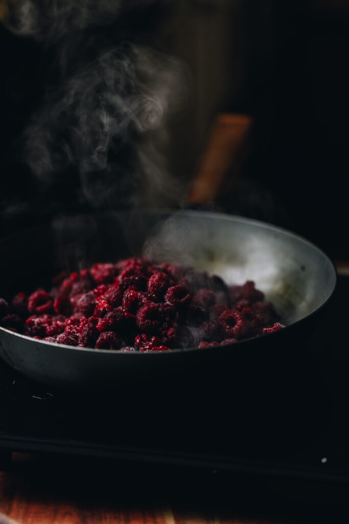 Cook the raspberries