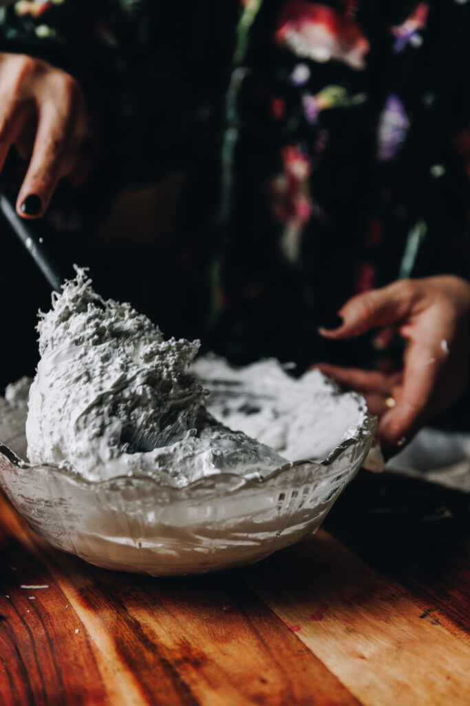 Fold the coconut in to the meringue