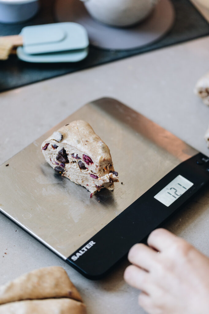 weighing the dough