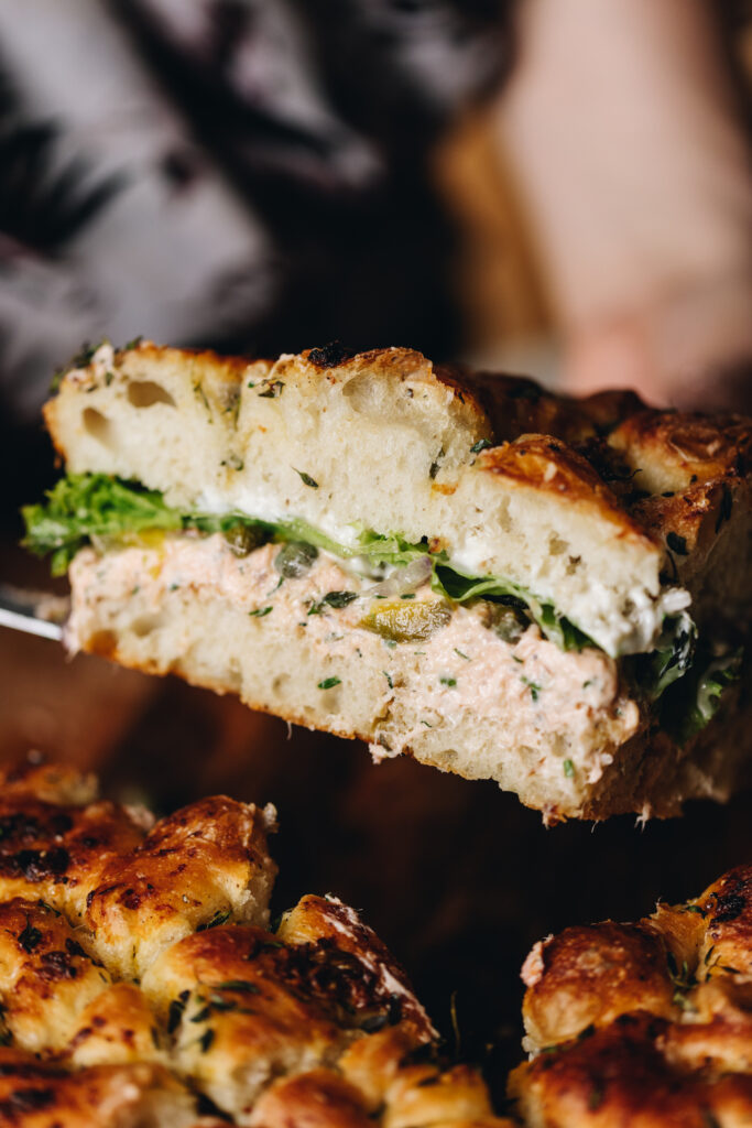 Creamy Salmon Focaccia Sandwich