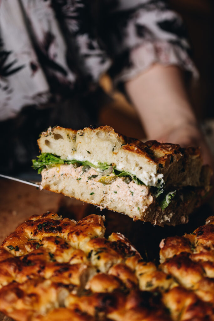 Creamy Salmon Focaccia Sandwich