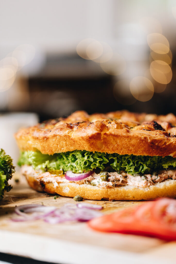 Creamy Salmon Focaccia Sandwich