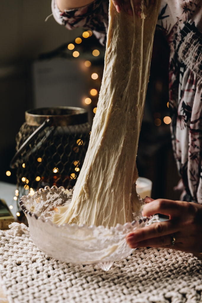 Stretch and fold the dough