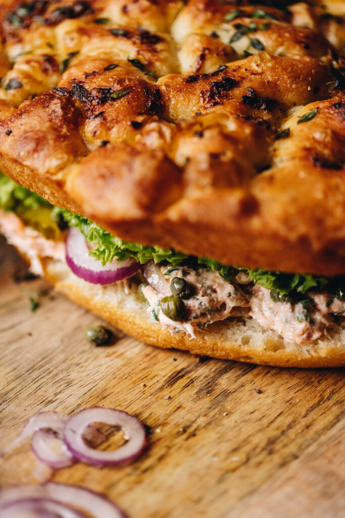 Creamy Salmon Focaccia Sandwich