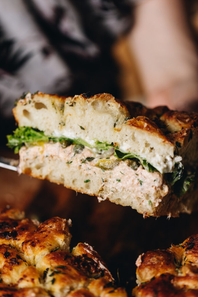 Creamy Salmon Focaccia Sandwich