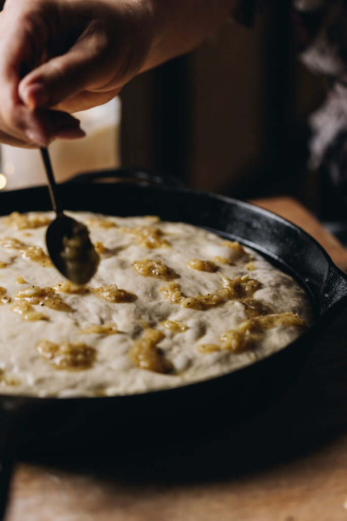 Add the garlic to the dough