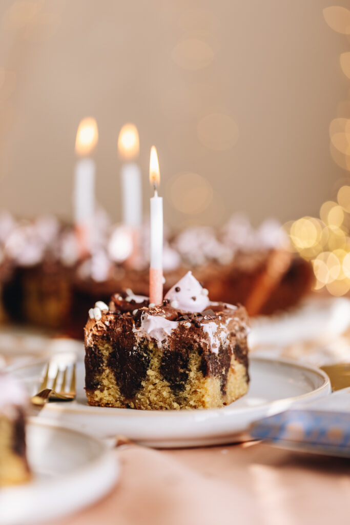 Chocolate and Peanut Butter Poke Cake
