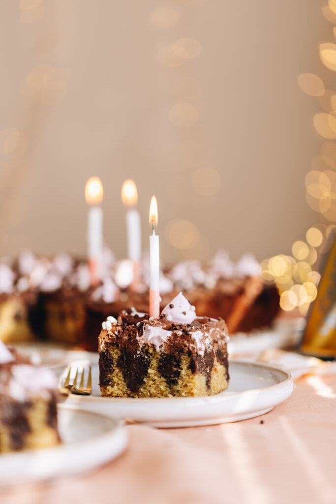 Chocolate and Peanut Butter Poke Cake