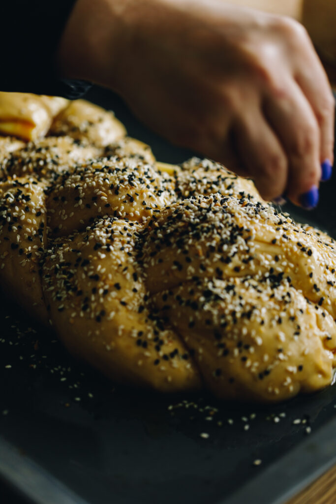 Braided bread with seeds