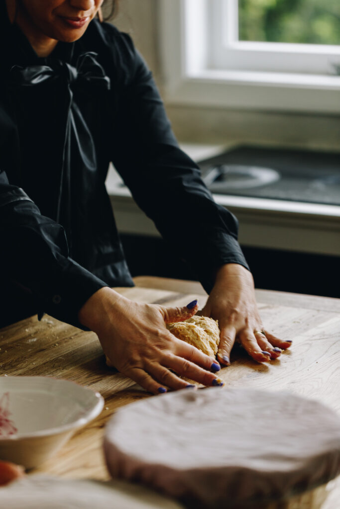 Kneading bread