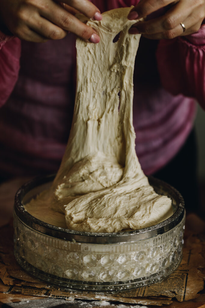 Stretch and fold the dough 