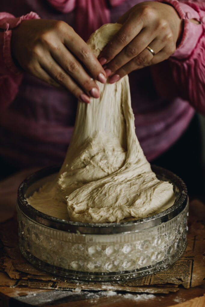 Stretch and fold the dough 