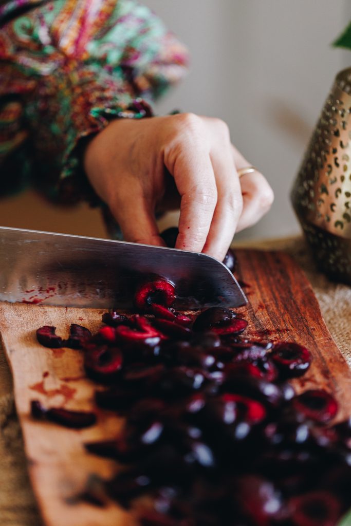 Sliced cherries