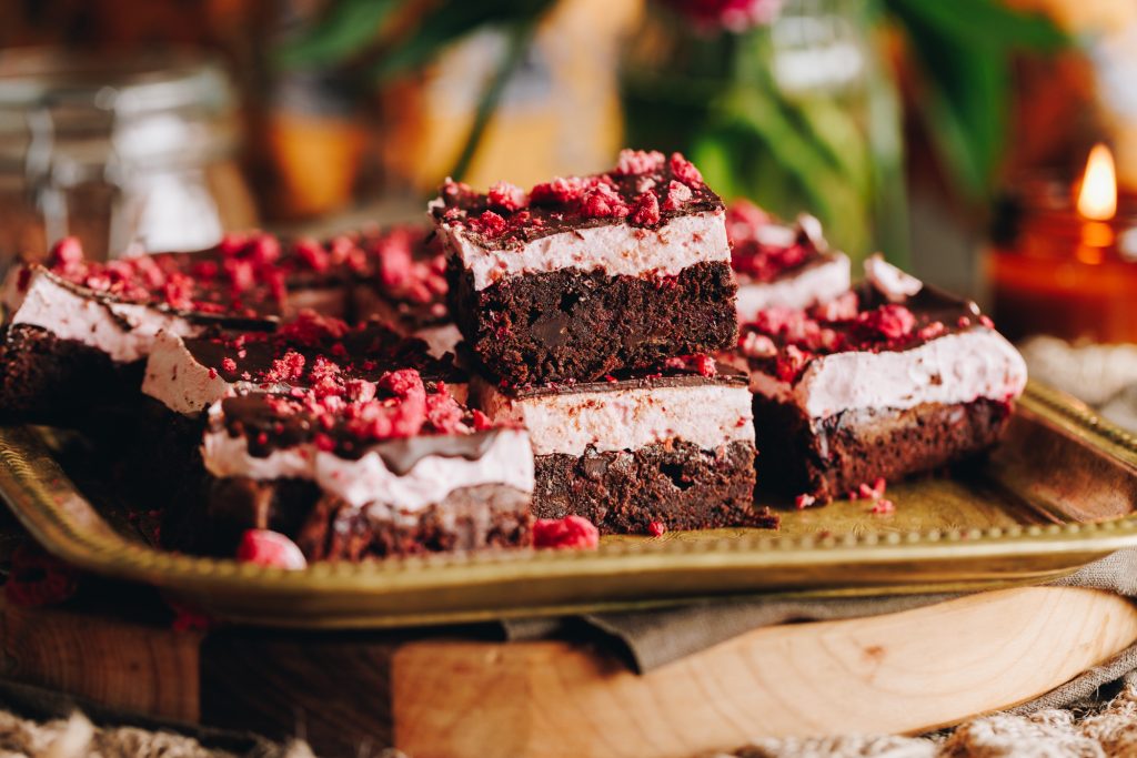 Chocolate Raspberry Brownie with Marshmallow