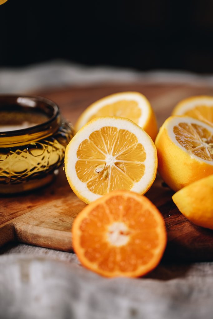 Fresh lemons and oranges