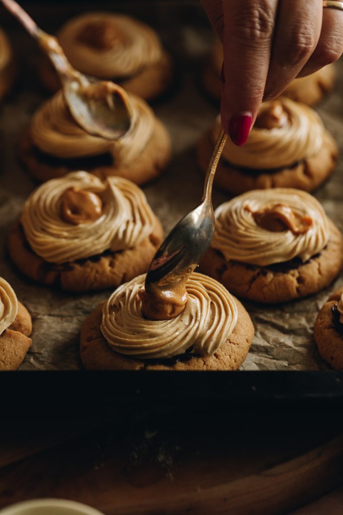 Peanut butter on top of cookies
