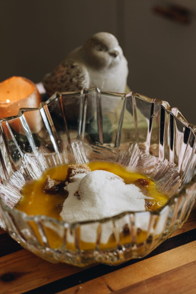 Combine melted butter and sugars