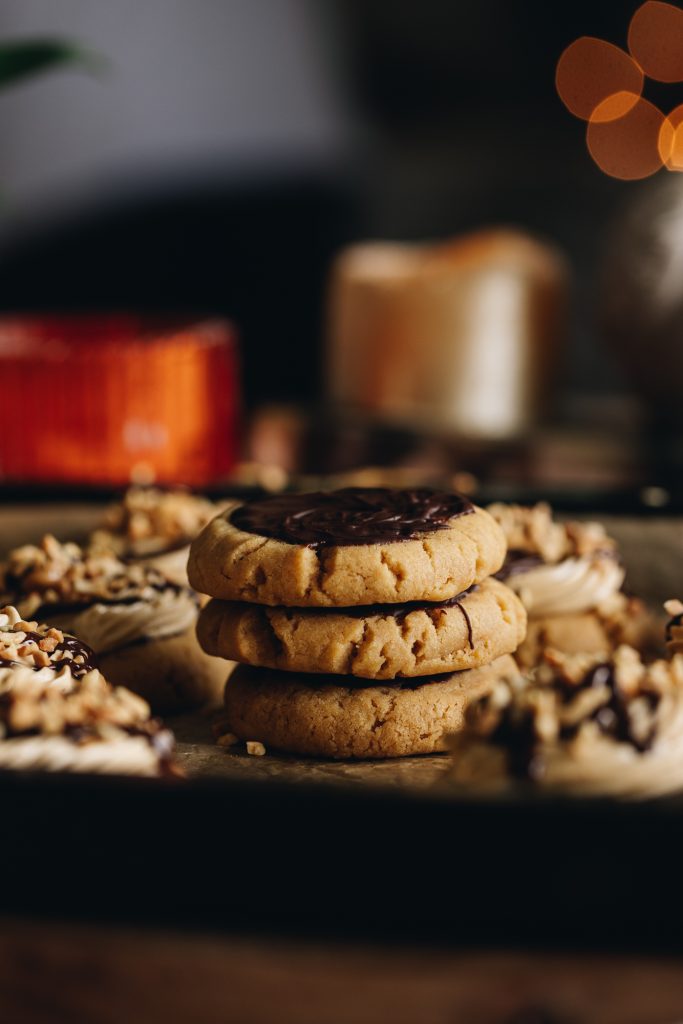 Chocolate covered peanut butter cookies