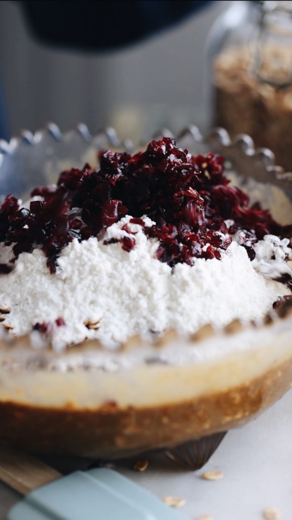 flour and cranberries