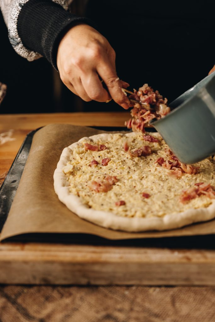 Cheese filling and bacon