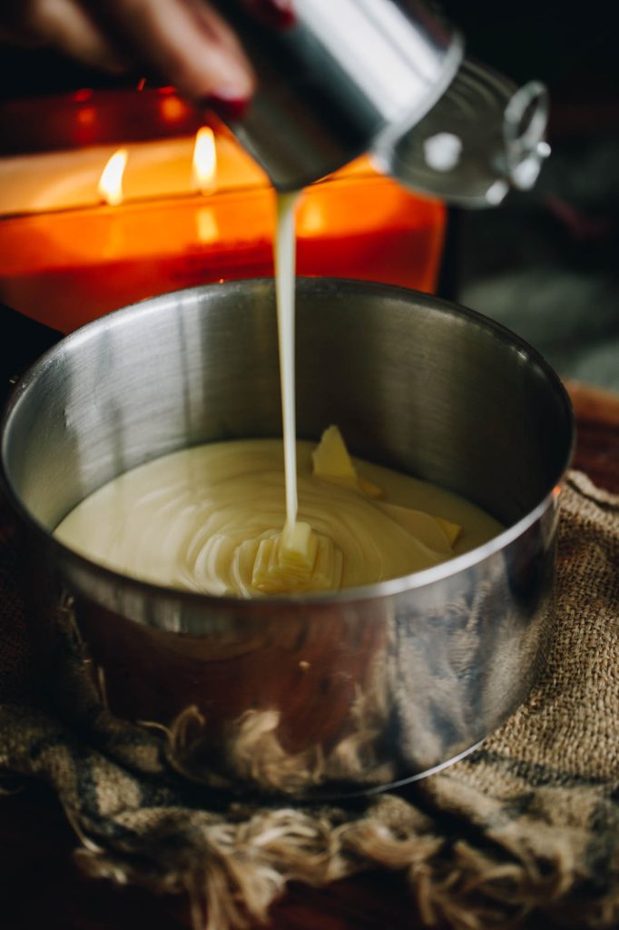 Add the condensed milk to a pot