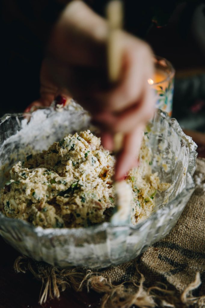 Muffin mixture is mixed