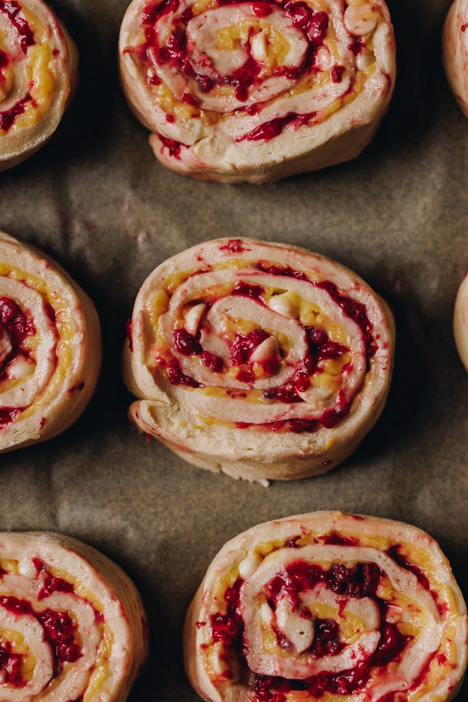 Custard and Raspberry Scrolls