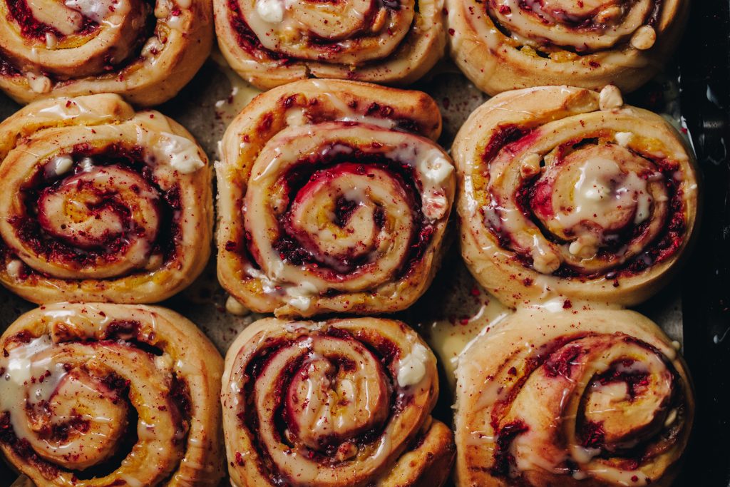 Custard and Raspberry Scrolls