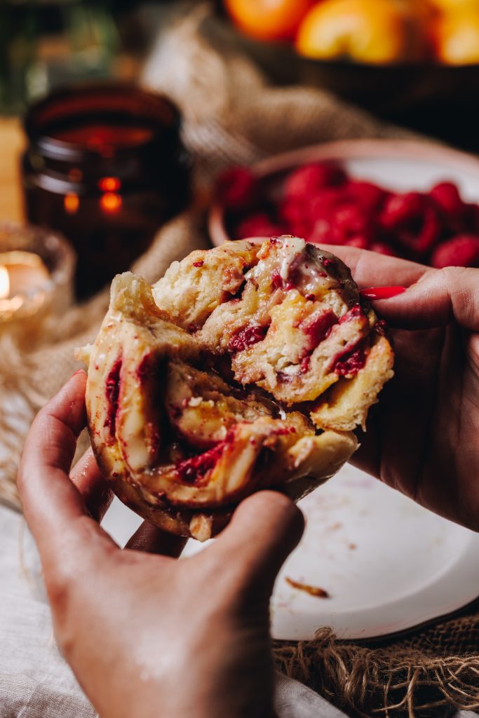 Custard and Raspberry Scrolls