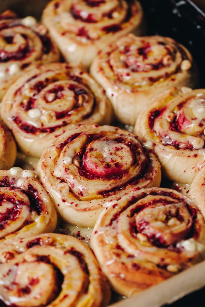 Custard and Raspberry Scrolls