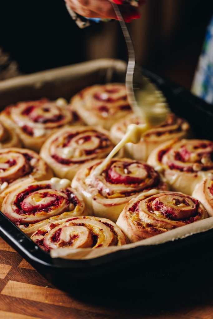 Custard and Raspberry Scrolls