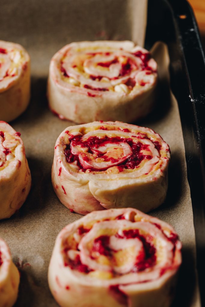 Custard and Raspberry Scrolls