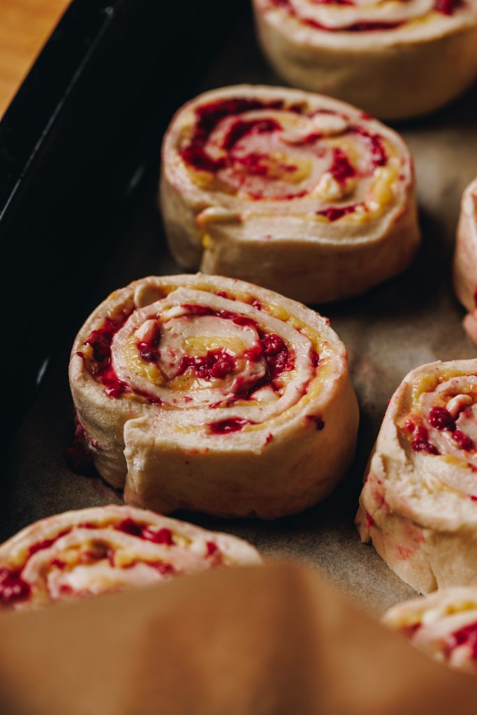 Custard and Raspberry Scrolls
