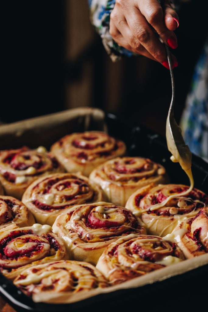 Custard and Raspberry Scrolls