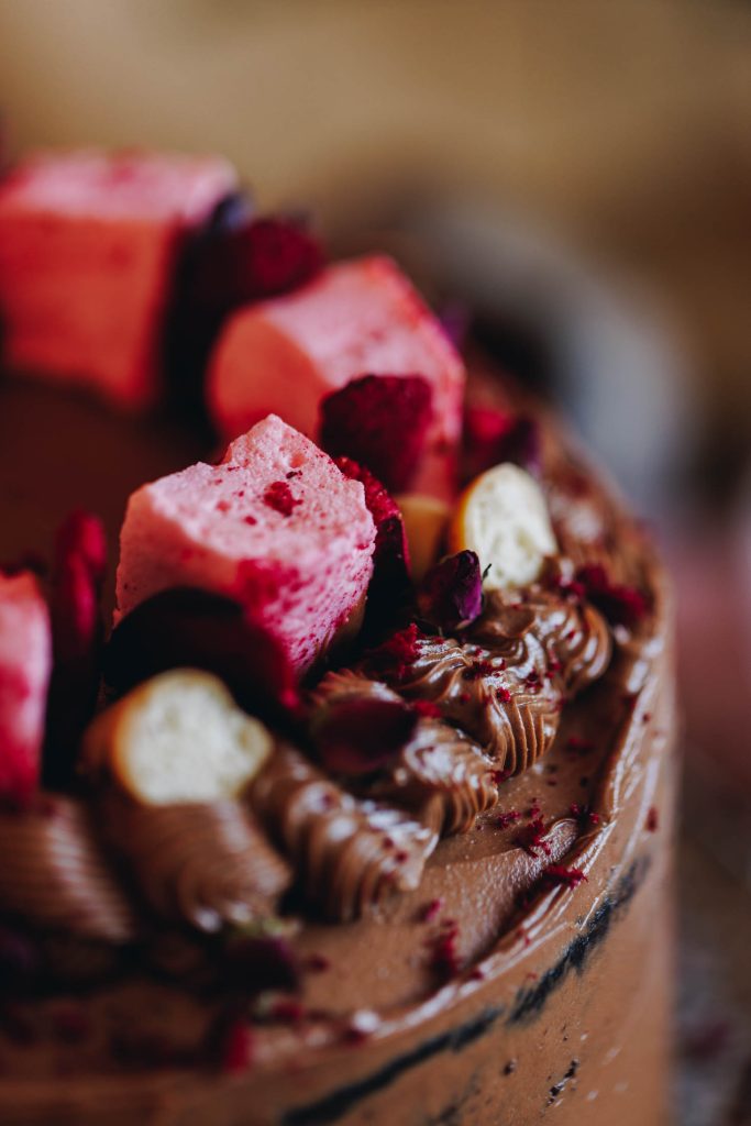 Raspberry marshmallow cake decoration