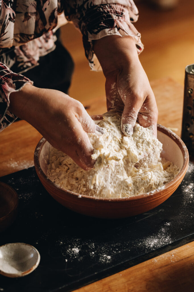 Rub the butter and flour together