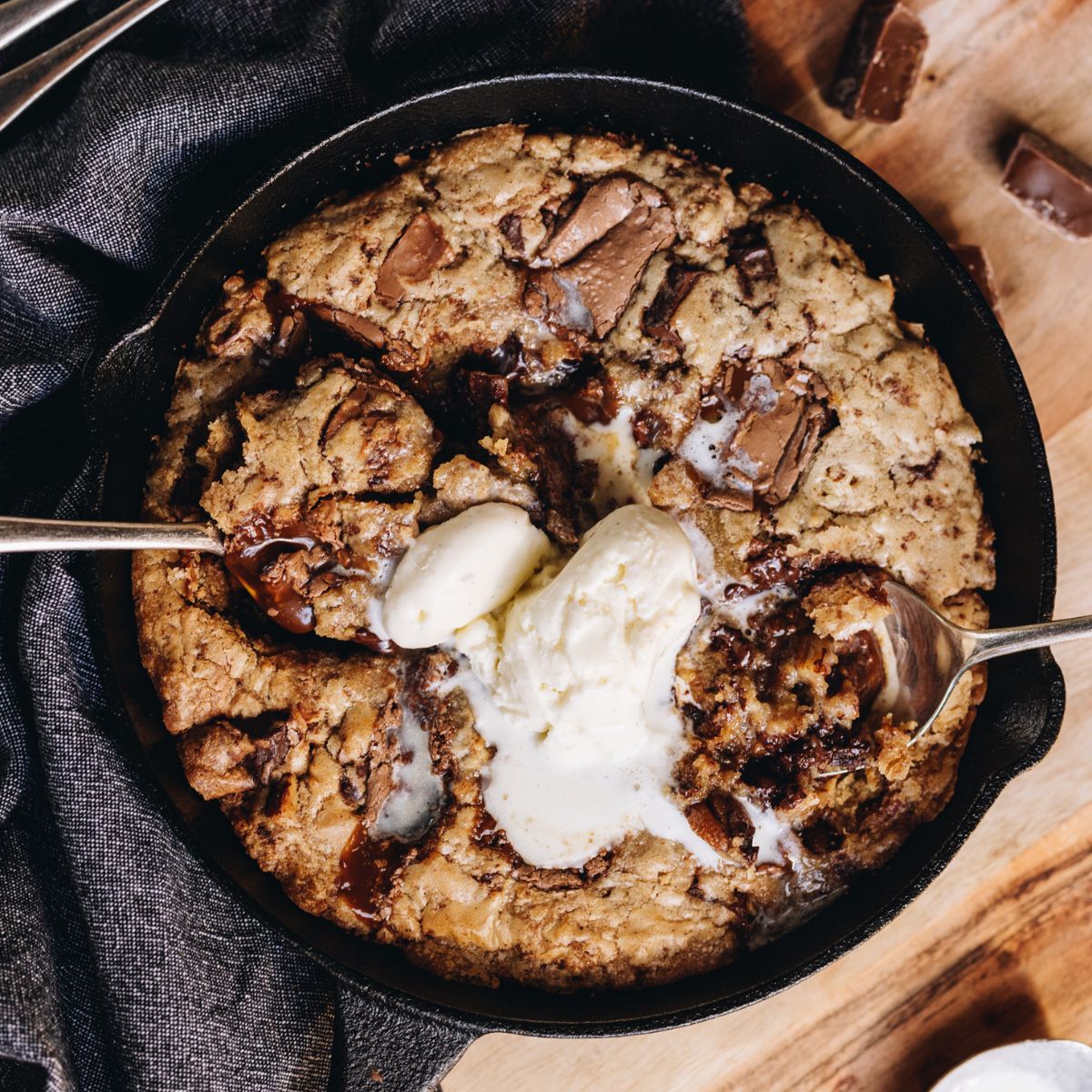 Chocolate Caramel Skillet Cookie